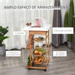 Carrinho de cozinha com bancada de madeira Cesta de armazenamento de fio de 4 camadas 47x 37x 83cm