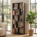 Estante Moderna Biblioteca Estreita com 8 Prateleiras para Sala Quarto e Escritório 70x24x178 cm Preto