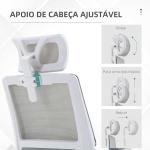 Cadeira de Escritório de Malha Cadeira de Escritório Giratória com Altura e Apoio para a Cabeça Ajustáveis 58x61x102 - 119 cm Cinza