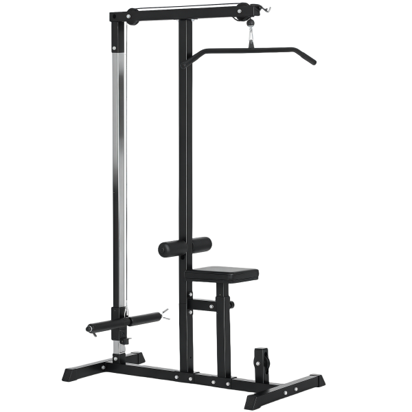 Máquina de Musculação Estação de Treinamento com Poleia e Assento Ajustável em Altura para Treinamento em Casa Academia Escritório Carga Máxima 100kg 107x120x190cm Preto