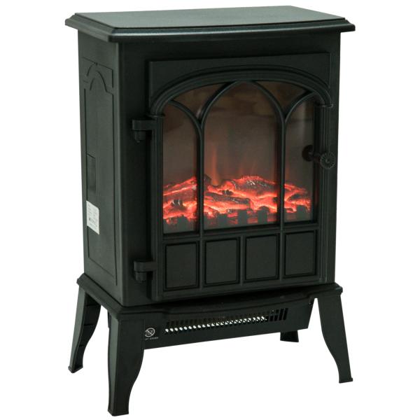 Lareira Elétrica Portátil 1000/2000W com Efeito de Chama Realista e Proteção Contra Superaquecimento 41,5x28x54 Preto