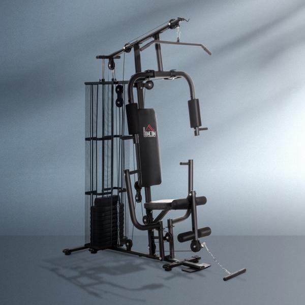 Máquina Multi Estação de Musculação com Placas de Peso de 45kg Carga Máxima 120kg para Treinamento Fitness 150x110x210cm Preto