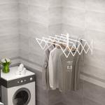 Estendal de Parede Extensível de 63,5cm de Metal com 5 Barras para Interior e Exterior Carga 10kg 63,5x60x20cm Branco