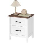 Mesa de Cabeceira Mesa de Cabeceira com 2 Gavetas Estilo Rústico 45x30x50 cm Branco