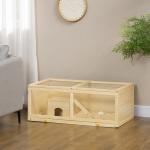 Gaiola para Hamster de Madeira Casa para Roedores com Tampa Abatível Painel de Acrílico Bandeja Amovível 100x58x38cm Madeira