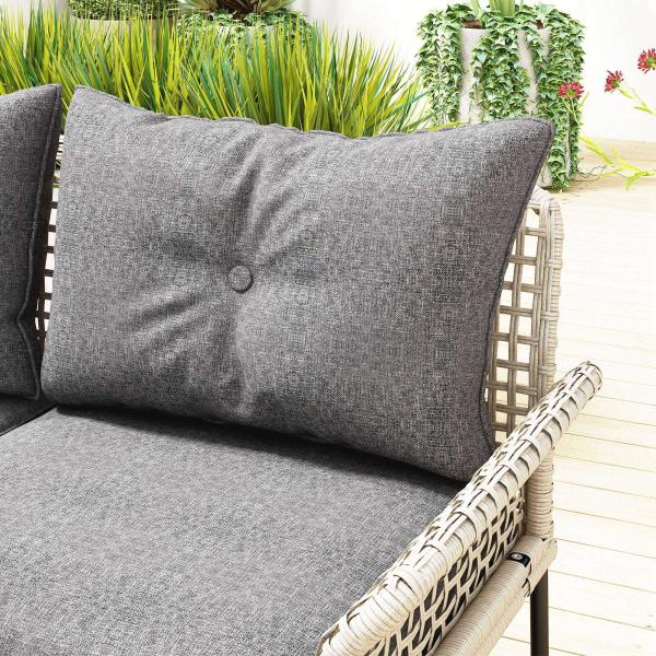Conjunto de Jardim em Vime Sintético Conjunto de Móveis de Exterior com Sofá de 4 Módulos 1 Mesa de Centro e Almofadas Cinza