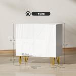 Aparador para Sala Aparador de Entrada com 2 Portas e Prateleiras Ajustáveis para Cozinha Sala 80x40x75 Branco Brilhante