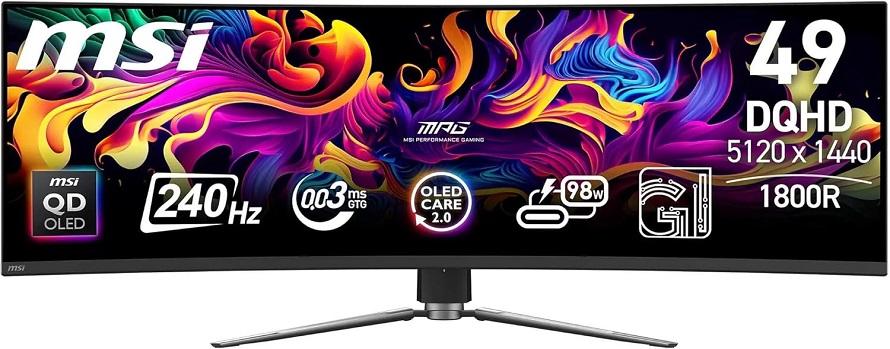 Monitor Curvo MPG 491CQPX QD - OLED 49 Dual QHD 240Hz (Preto) - MSI