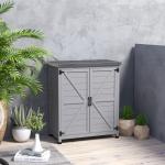 Armário de Exterior em Madeira com Tampo de Aço Galvanizado Prateleira 2 Portas para Armazenamento de Ferramentas 79x43x92 cm Cinza
