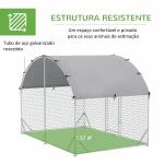Galinheiro para Exterior para 4 - 6 Galinhas de Aço Galvanizado com Teto de Tecido Oxford 2,8x1,90x1,97 m Prata