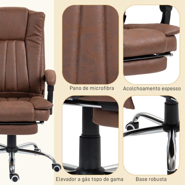 Cadeira de Massagem com 6 Pontos de Massagem ​​com Função de Aquecimento Apoio para Pés e comando à distância Marrom