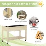 Horta Vertical Mesa de Cultivo Elevada com Prateleira Tecido Geotextil Rodas com Freios Portátil para Jardim Terraço 118x55x83cm Madeira Natural