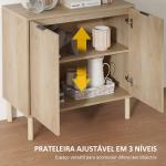 Aparador de Sala de Estar com Prateleira Ajustável Sistema Anti - Tombo e Pés de Madeira de Pinho 78x40x77,5 cm Carvalho