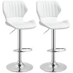 Conjunto de 2 Bancos de Bar Bancos Altos de Cozinha Giratório Altura Ajustável 91,5 - 113,5cm com Apoio para os Pés e Base de Metal Ø41 cm Branco
