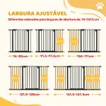 Barreira de Segurança Extensível para Portas e Escadas com Fechamento Automático e Sistema de Duplo Bloqueio 74 - 147,5x76,2 cm Preto