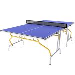 Mesa de Ping - Pong Dobrável com Rede Apoio para os Pés Ajustáveis e Estrutura de Aço para Interior e Exterior 274x152,5x76 cm Azul