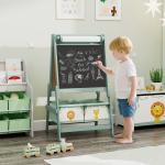 Cavalete de Pintura para Crianças 3 em 1 para Crianças acima de 3 Anos com Rolo de Papel e Cestos de Arrumação 54x46x94 cm Verde