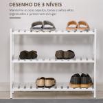 Sapateira de Madeira de 3 Níveis para até 9 Pares de Sapatos para Entrada Corredor Dormitório 70x26x57,5cm Branco
