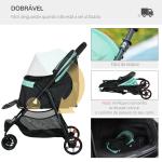 Carrinho para Cães Dobrável para Cães Pequenos com Cesta de Armazenamento Janela de Malha Capa para Chuva 80,5x51,5x100 cm Verde