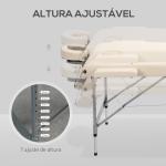 Marquesa de Massagem Dobrável com Altura Ajustável 7 Níveis Apoio de Cabeça e Apoio de Braços 185x70x58 - 82 cm Bege
