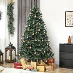 Árvore de Natal 210 cm com Luzes LED 9 Modos de Iluminação 1160 Ramos e Neve Artificial Verde