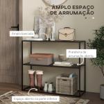 Mesa Consola Estilo Industrial Mesa de Entrada com Prateleira Estrutura de Aço e Desenho Anti - Tombo 90x30x75 cm Preto