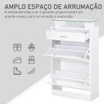 Móvel Sapateira de 2 Portas Sapateira Estreito para 12 Pares de Sapatos com Gaveta Prateleira Aberta e Bancada de Vidro para Corredor Entrada Carga Máx. 50kg 60x24x105,5cm Branco