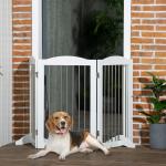 Barreira de Segurança para Cães Barreira de Segurança para Escadas e Portas Dobrável com Suporte de Pé 154x30x80cm Branco