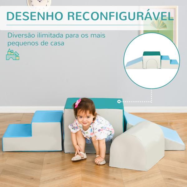 Conjunto de 4 Blocos de Espuma para Crianças de 1 - 3 Anos Figuras de Construção Brinquedo de Aprendizagem Infantil Estofado em PU 150x50x39cm Multicor