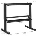 Suporte para Halteres de 2 Níveis Suporte de Armazenamento para Halteres 92,5x50,5x80,5 cm Preto