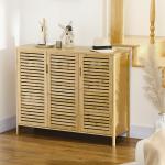 Sapateira de Entrada com 3 Portas de Persiana Prateleiras Ajustáveis para 16 Pares de Sapatos 100x35x80 cm Natural