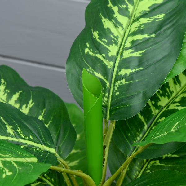 Planta Artificial Aglaonema Planta Sintética de 95cm com 42 Folhas e Vaso de Cimento Decoração para Casa e Exterior Verde