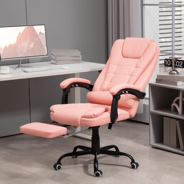 Cadeira de Massagem com 7 Pontos de Massagem Reclinável com Apoio para os Pés e Controlo Remoto 67x67x111 - 121 cm Rosa