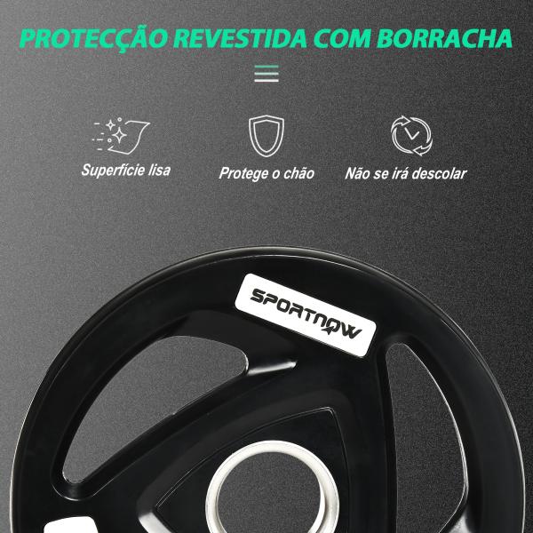 Conjunto de 2 Discos de Pesos Olimpicos 5kg Ferro Fundido Placas de Peso com Orifício de 5cm Ø24x3,5 cm Preto
