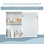 Armário de Casa de Banho com Espelho Armário com Espelho para Casa de Banho com 1 Prateleira Estilo Moderno 41x14x60 cm Branco