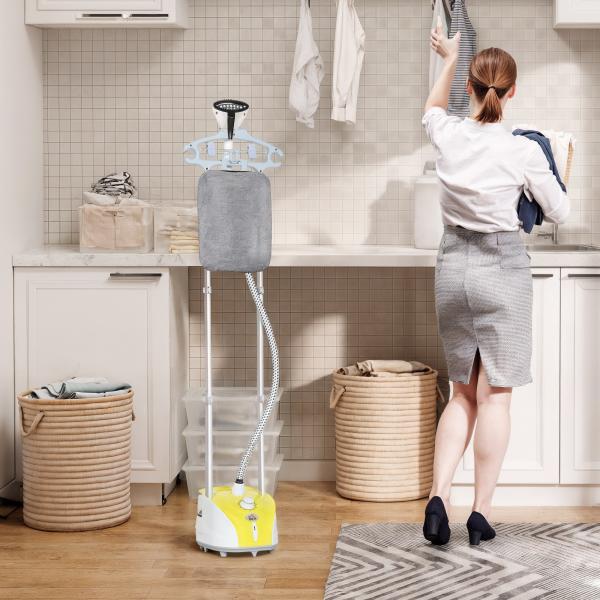 Ferro de Engomar a Vapor 1800W Temperatura Ajustável 11 Níveis Depósito de 2 L Aquecimento em 38s 35x25x47 - 118,5 cm Amarelo