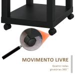 Mesa de Apoio para sofá mesa lateral com prateleira aberta Rodas 40x40x40 Preto e Madeira