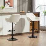 Conjunto de 2 Bancos de Bar Giratórios Bancos Altos de Cozinha com Altura Ajustável 50,5x50x87 - 107 cm Creme