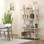 Estante de 4 Níveis Estante para Livros com Painel Perfurado e Estrutura Metálica 100x35x160,5 cm Branco