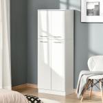 Armário de Arrumação Armário Multiusos com 5 Prateleiras Ajustáveis Móvel Auxiliar para Cozinha Sala Dormitório 59x31x155 cm Branco