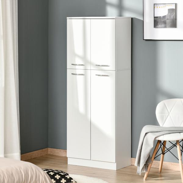Armário de Arrumação Armário Multiusos com 5 Prateleiras Ajustáveis Móvel Auxiliar para Cozinha Sala Dormitório 59x31x155 cm Branco