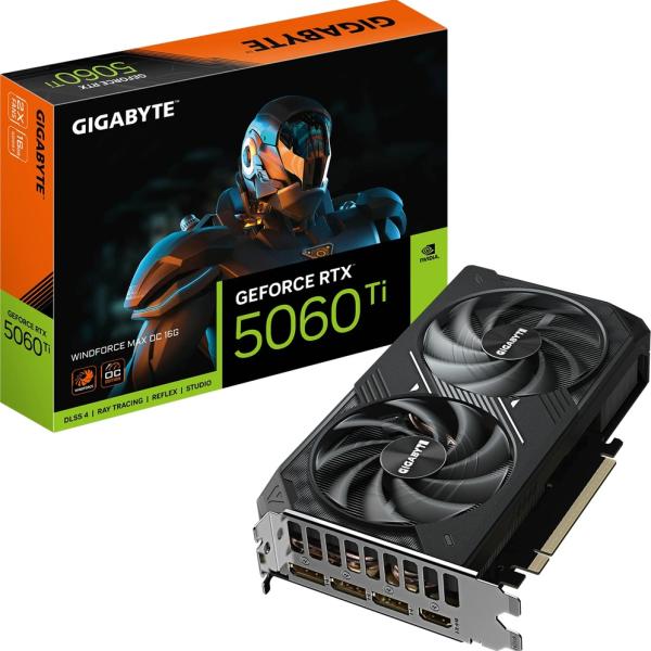 Placa Gráfica NVIDIA GeForce RTX 5060 Ti Blackwell Windforce Max OC 16 GB GDDR7 DLSS4 - GIGABYTE