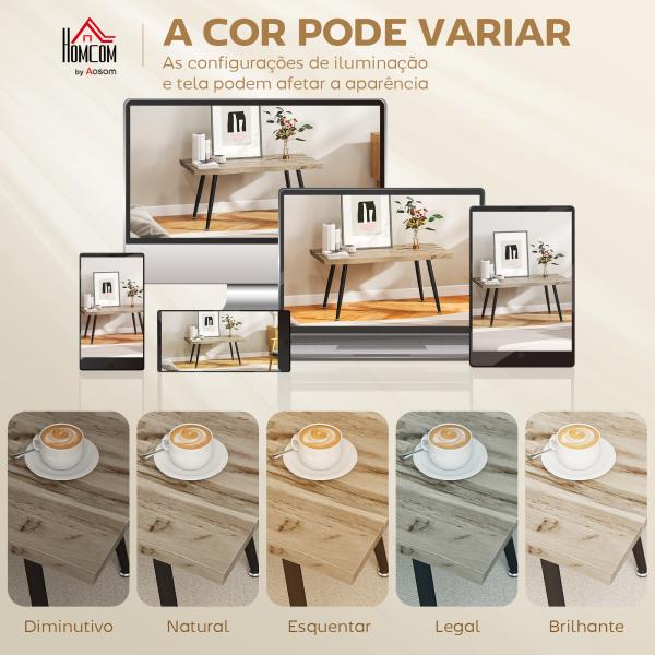 Mesa de Centro Moderna com Tampo Espesso de 4 cm, Pés de Aço, 100x50x45 cm, Carvalho
