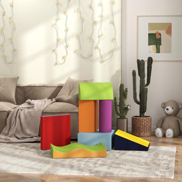 Conjunto de 7 Blocos de Espuma para Crianças 1 - 3 Anos, Blocos de Psicomotricidade e Construção, 60x40x11 cm, Multicolor