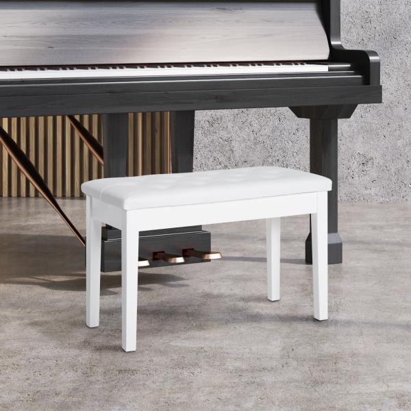 Banco de Piano Banco para Piano com Espaço de Armazenamento Assento de Couro Sintético Acolchoado 76x36x50 cm Branco