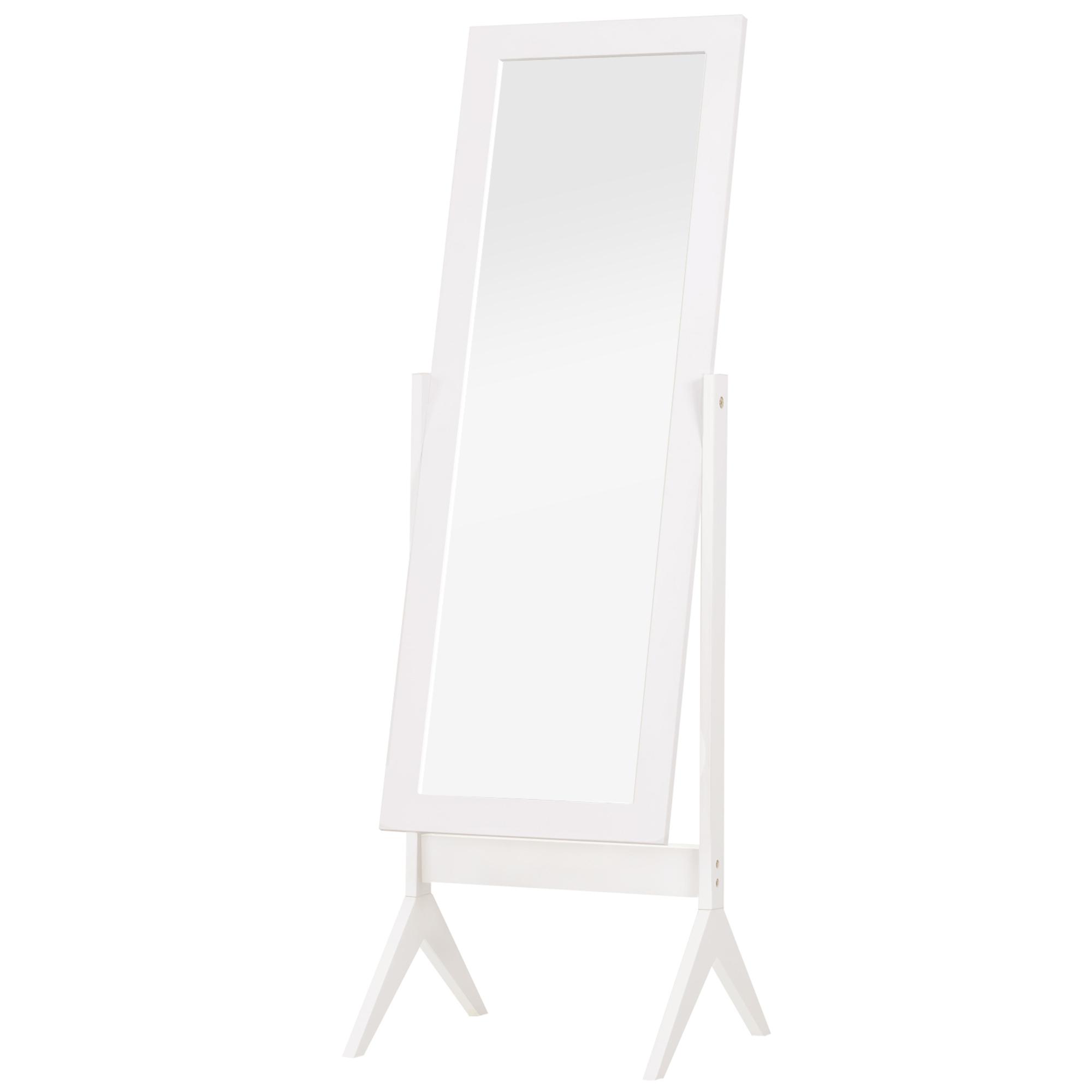 Espelho de maquilhagem de pé reclinável nórdico para quarto sala moldura de madeira 47x46x148 cm branco