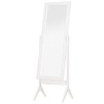 Espelho de maquilhagem de pé reclinável nórdico para quarto sala moldura de madeira 47x46x148 cm branco