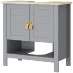 Armário compacto para sob a pia com 2 portas e prateleira interna ajustável Gabinete auxiliar para banheiro 60x30x60 cm Cinza