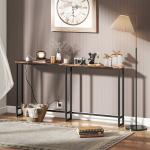 Mesa de Consola Estreita Consola com Estação de Carga Estrutura de Aço Estilo Industrial para 160x20x80 cm Marrom Rústico