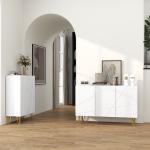 Aparador para Sala Aparador de Entrada com 3 Portas e Prateleiras Ajustáveis para Cozinha Sala 120x40x75 cm Branco Brilhante